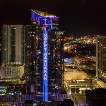 World’s Tallest Digital Hanukkah Menorah Lights-Up Florida Skyline at Paramount Miami Worldcenter