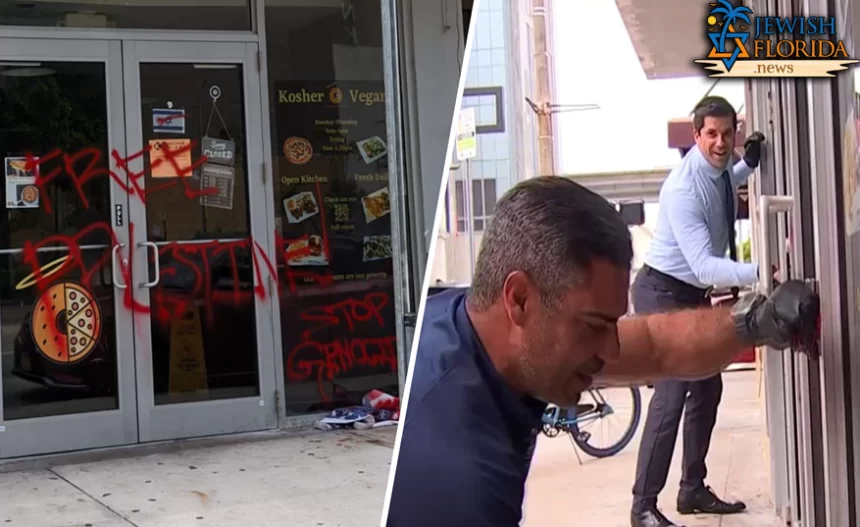 Mayor Help Clean Up Vandalized Jewish-Owned Bagel Shop in Miami