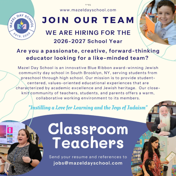 Incredible Teaching & Shlichus Opportunity in NYC!