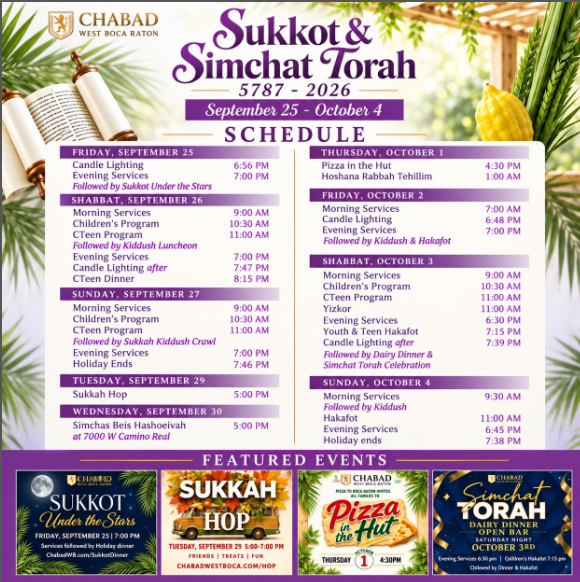 Sukkot & Simchat Torah at Chabad West Boca!